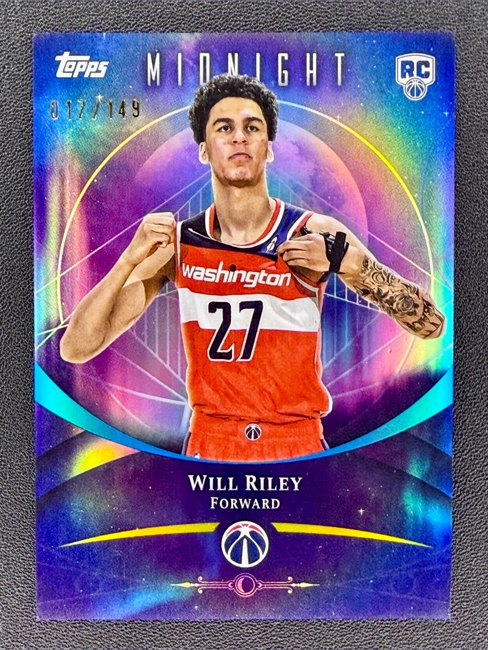 WILL RILEY 2025-26 TOPPS MIDNIGHT ROOKIE RC MORNING /149 #81 WASHINGTON WIZARDS